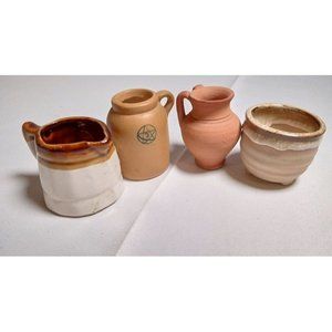 Mini Pottery‎ Jars Bundle of Four 2" - 2.5" Tall